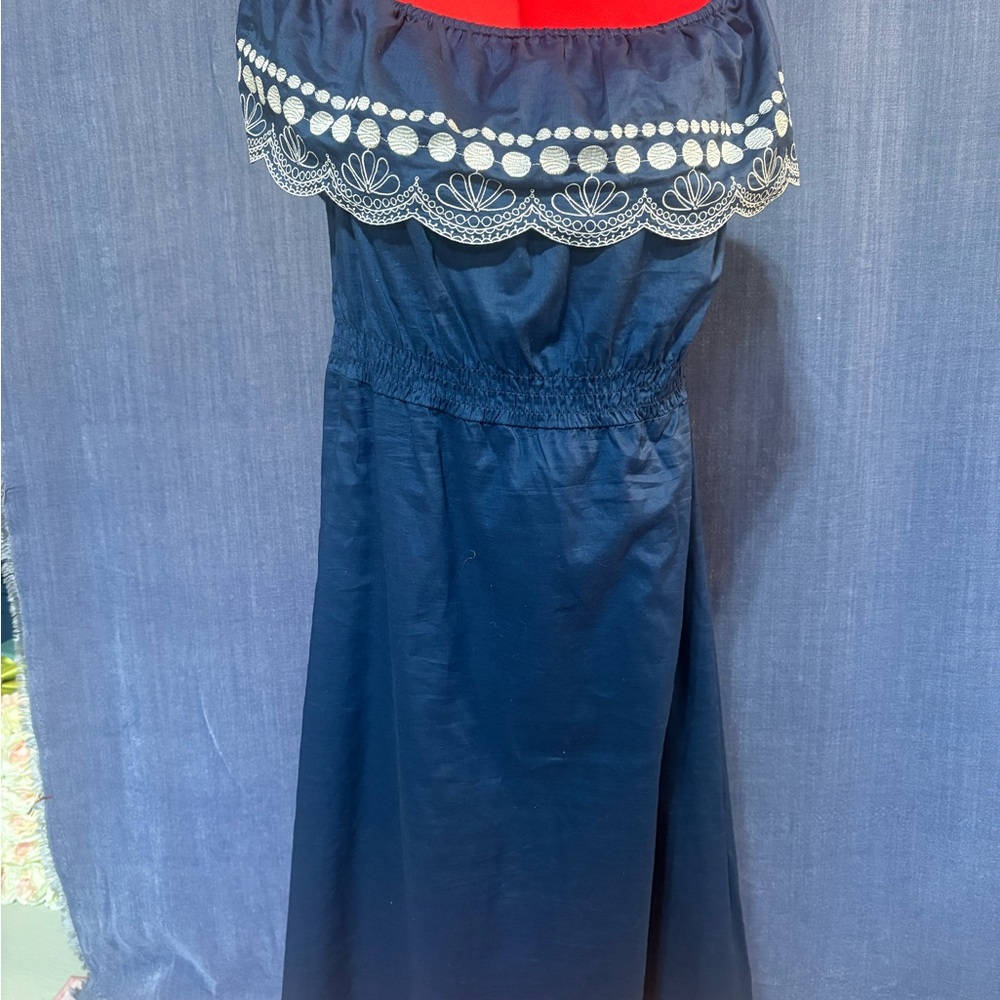 Calypso St. Barth Blue Dress with White Detailing